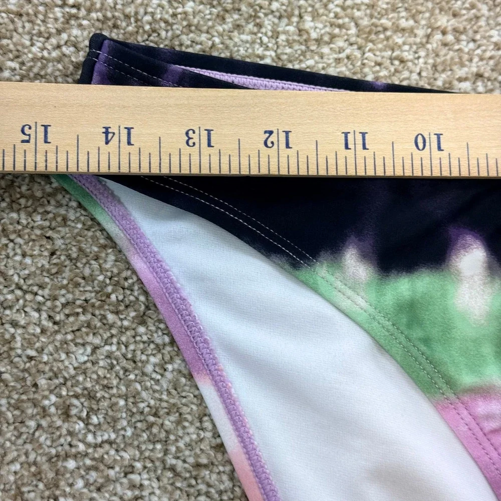 True Craft Womens Tie Dye Bikini Bottoms XL Green Black NEW Swim Boho Festival
